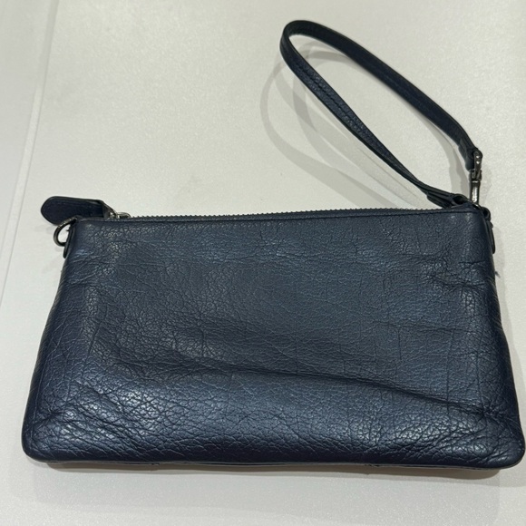 Coach Mickie Blue Metallic Leather Purse Wristlet EUC - Picture 10 of 11